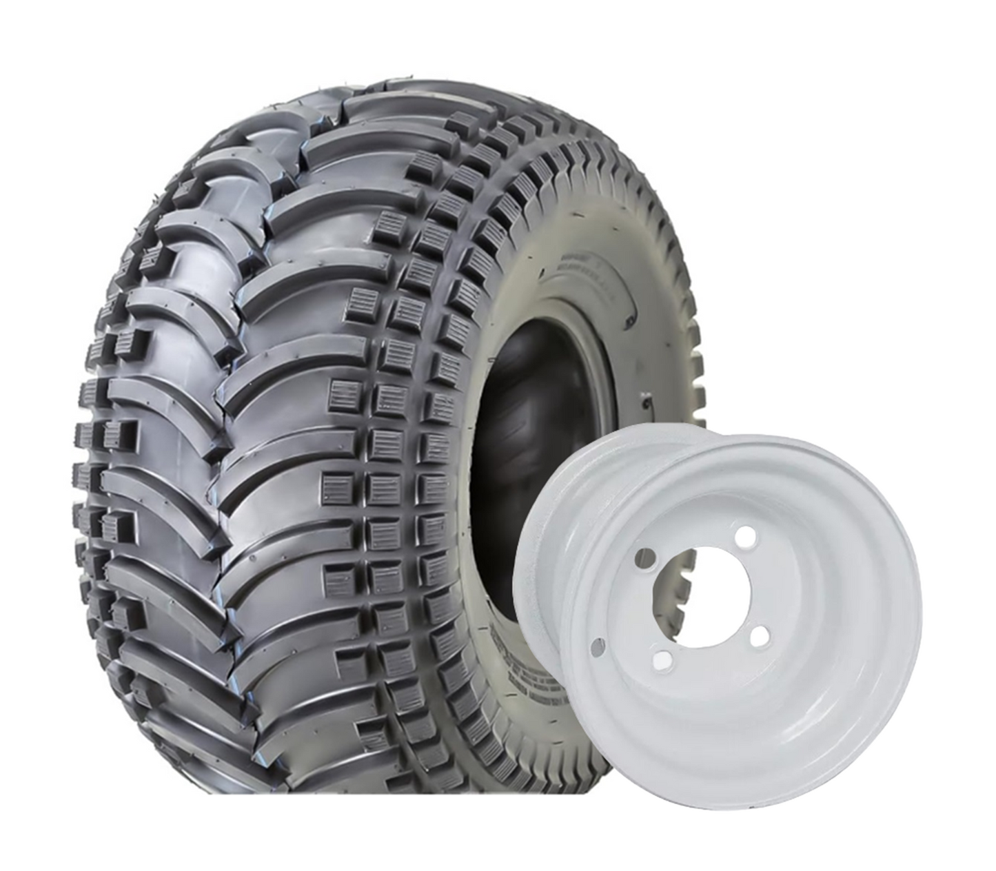 ATV SPORT Vee Lug  Tire on 4 bolt white Rim 