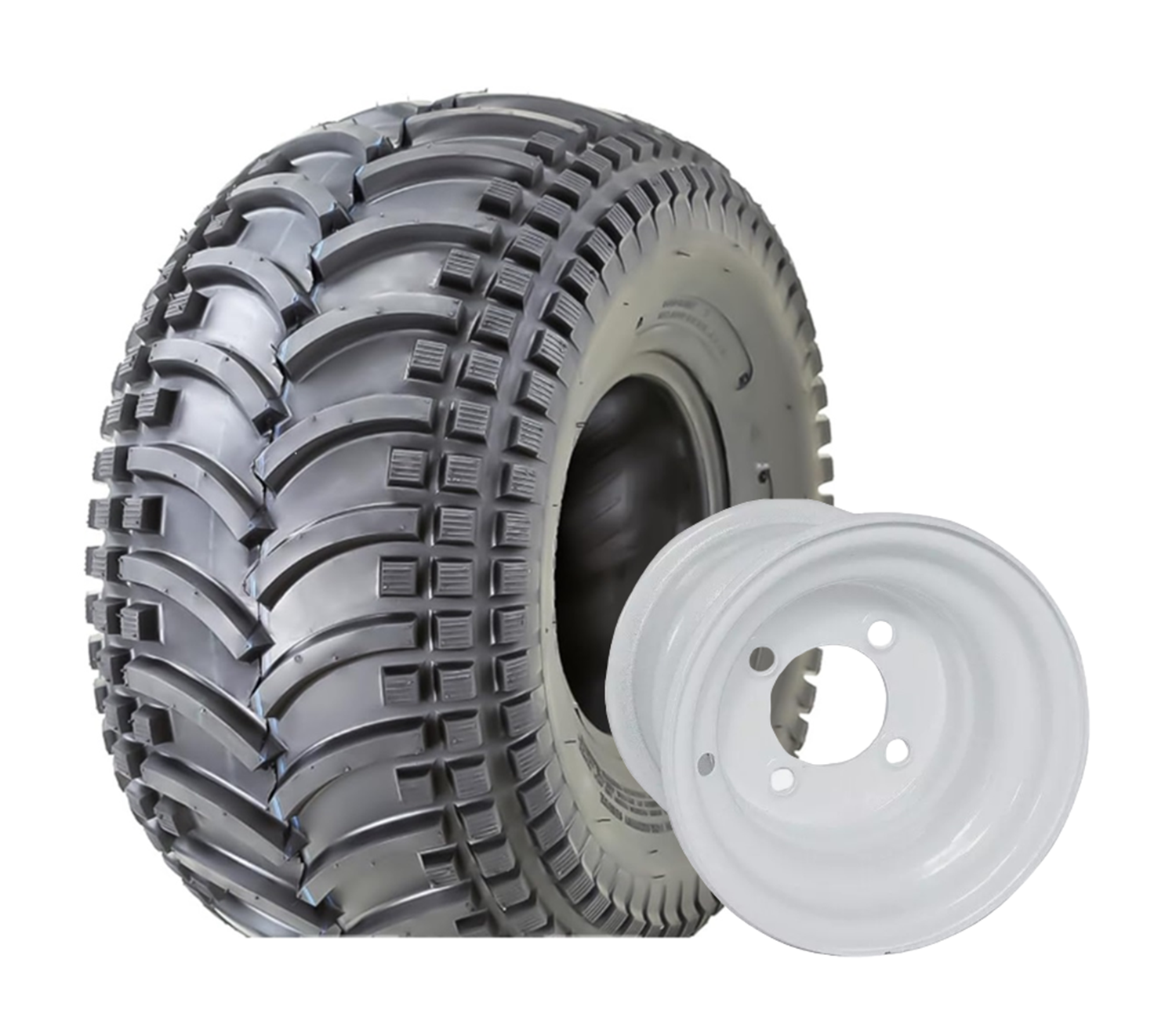 ATV SPORT Vee Lug  Tire on 4 bolt white Rim 