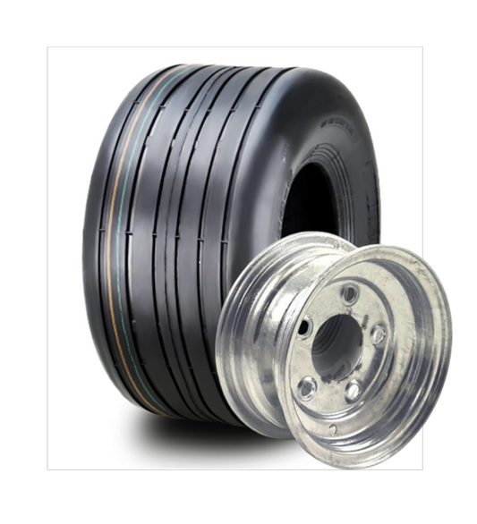 ENSEMBLE DE CHARIOT DE GOLF, 18X8.50-8, 6 plis, BANDE DE ROULEMENT À NERVURES, JANTE BLANCHE À 5 BOULONS