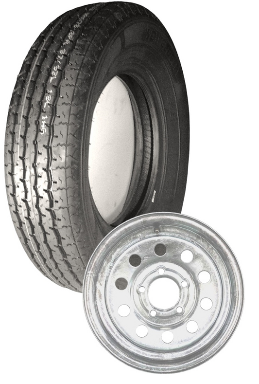 TIRE & WHEEL PACKAGE, ST225/75 - R15, LOAD RANGE E, GALVANIZED MOD  5 BOLT RIM