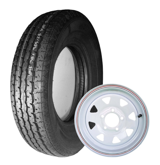 TIRE & WHEEL PACKAGE, ST225/75 - R15, LOAD RANGE D, WHITE SPOKE 5 BOLT RIM