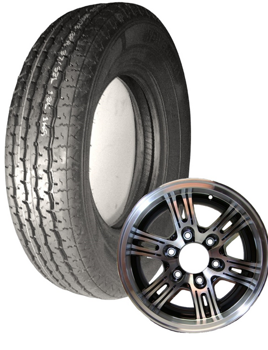 TIRE & WHEEL PACKAGE, ST225/75 - R15, LOAD RANGE E, BLACK ALUMINUM 6 BOLT RIM
