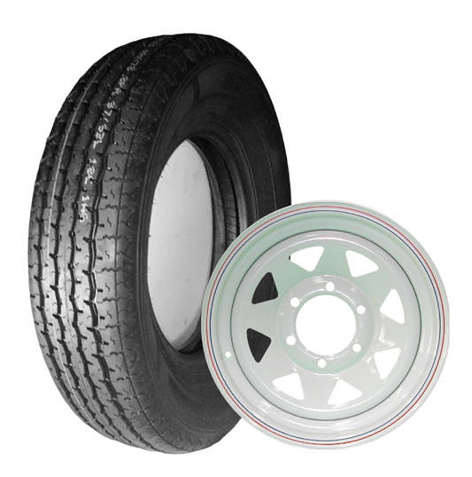 TIRE & WHEEL PACKAGE, ST235/80-R16, LOAD RANGE E, WHITE SPOKE 6 BOLT RIM