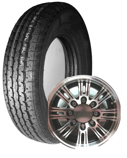 TIRE & WHEEL PACKAGE, ST235/85-R16, LOAD RANGE F, BLACK ALUMINUM 8 BOLT RIM
