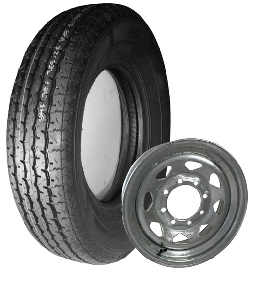 TIRE & WHEEL PACKAGE, ST235/80-R16, LOAD RANGE E, GALVANIZED SPOKE 8 BOLT RIM